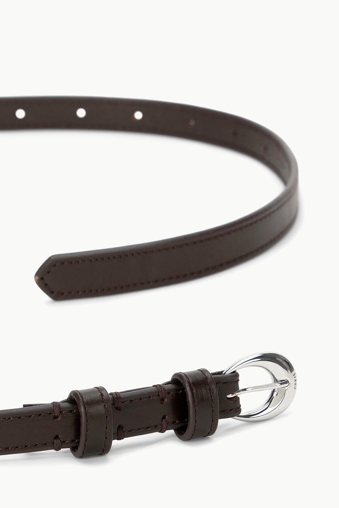 STAUD Accessories Slim Moon Buckle Belt - 13mm Mahogany Silver