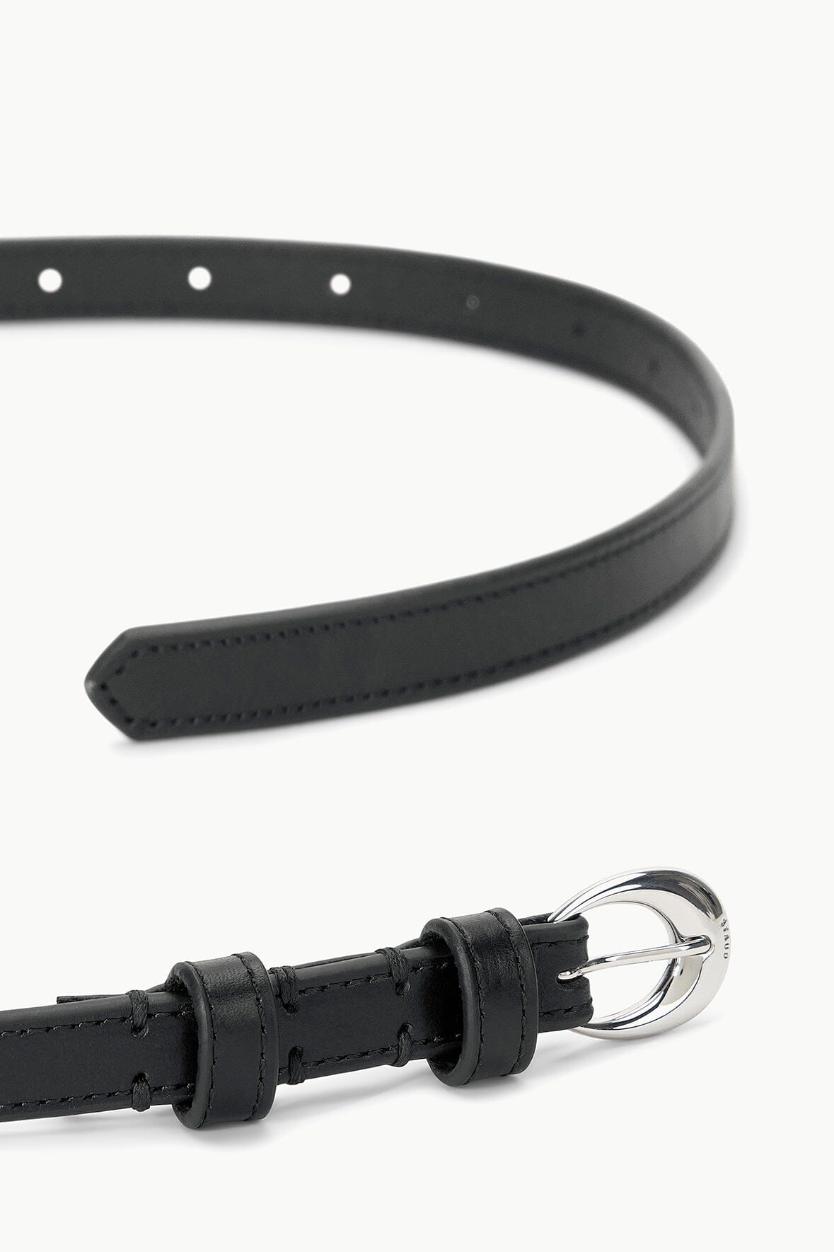 STAUD Accessories Slim Moon Buckle Belt - 13mm Black Silver