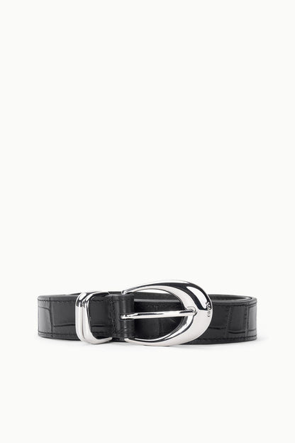 STAUD Accessories Moon Buckle Belt - Black Croco