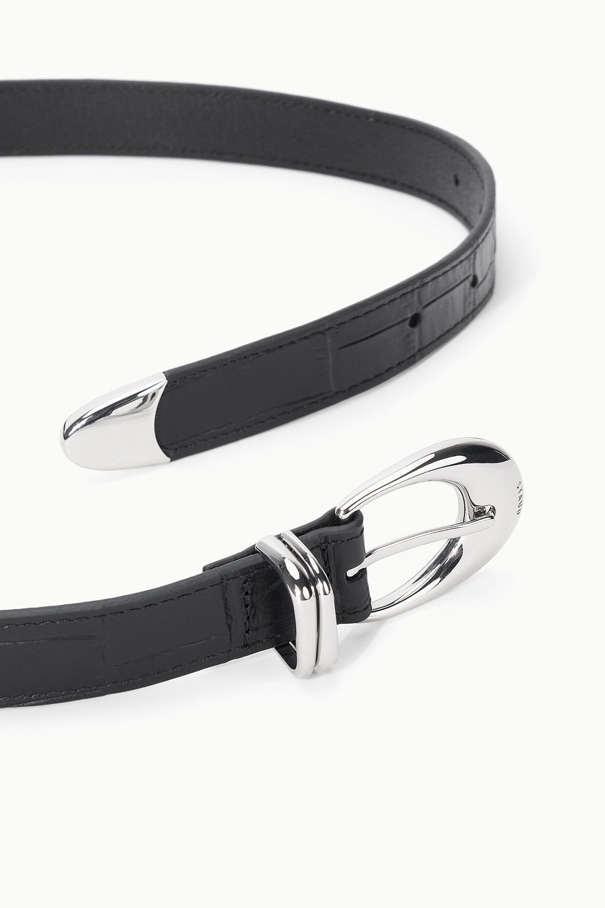 STAUD Accessories Moon Buckle Belt - Black Croco