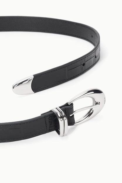 STAUD Accessories Moon Buckle Belt - Black Croco