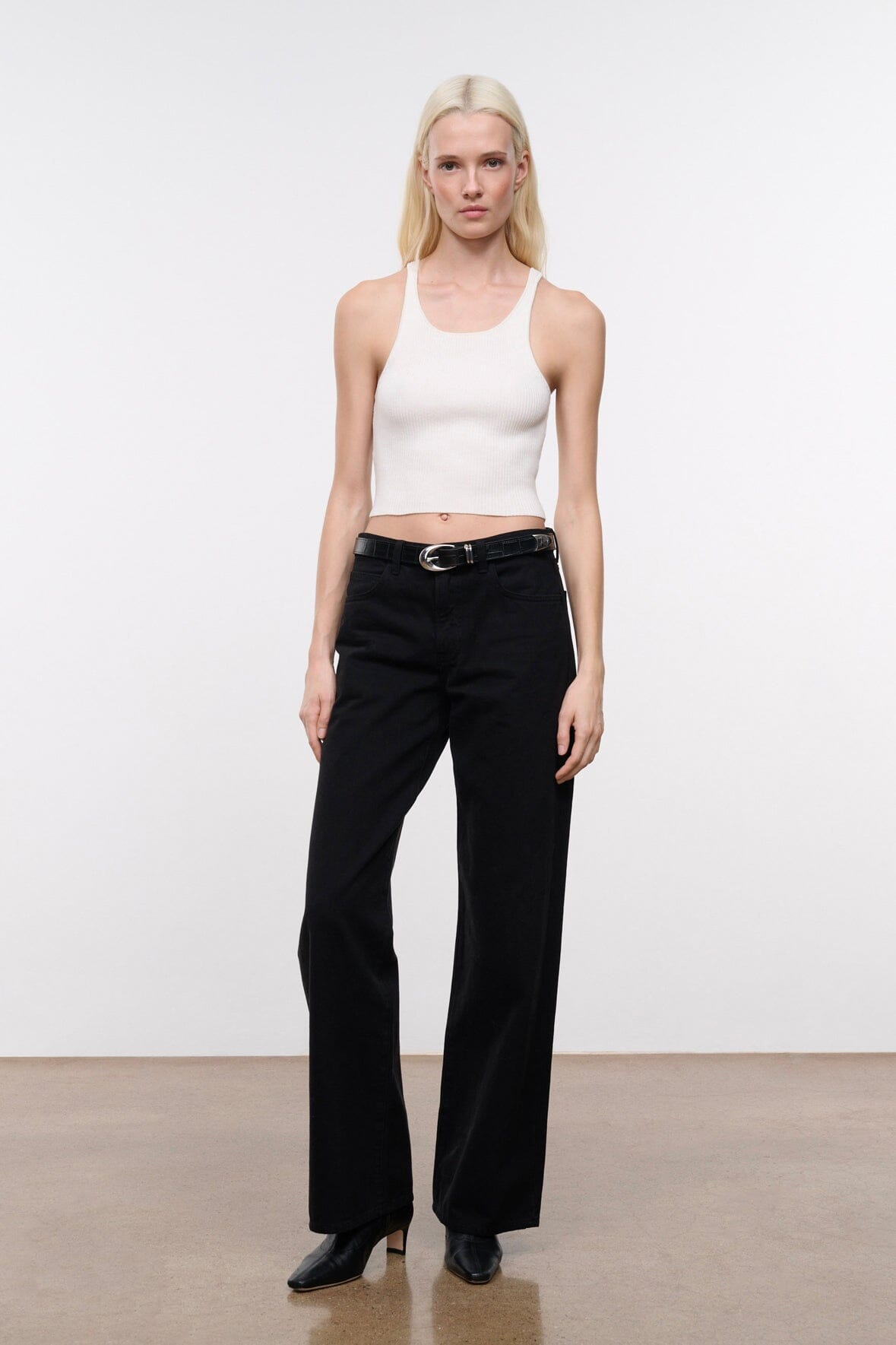 STAUD Accessories Moon Buckle Belt - Black Croco