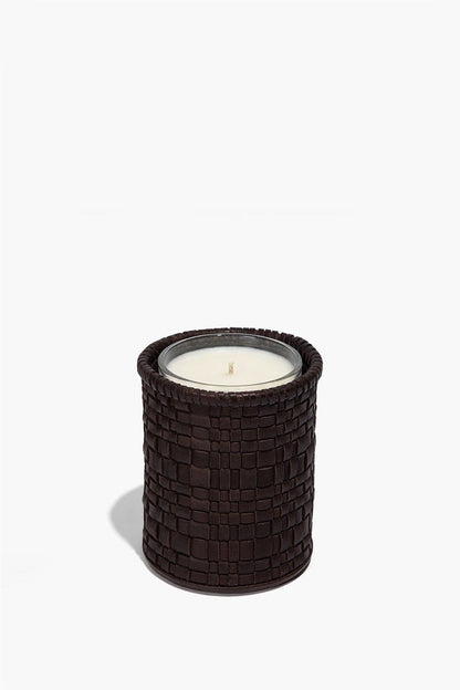 STAUD Home Rowe Woven Leather Candle Holder Espresso