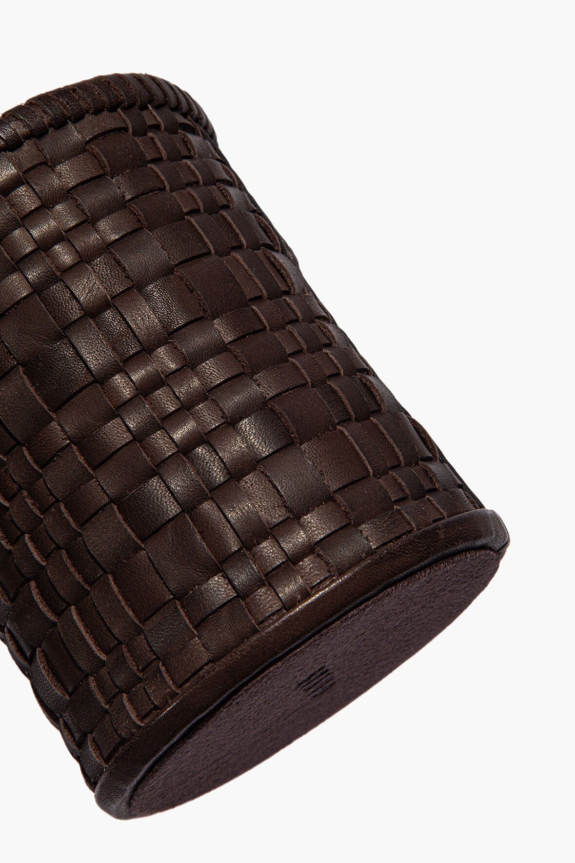 STAUD Home Rowe Woven Leather Candle Holder Espresso