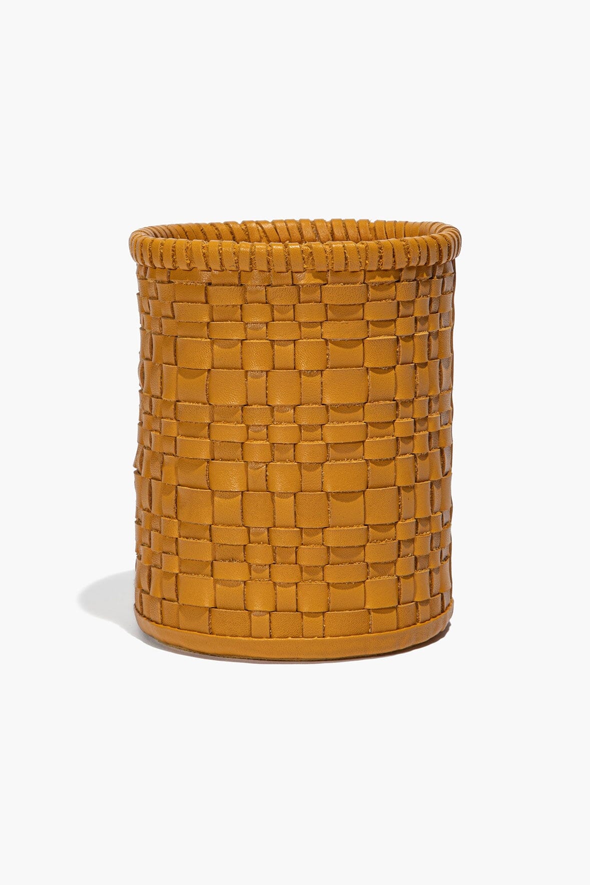 STAUD Home Rowe Woven Leather Candle Holder Goldenrod