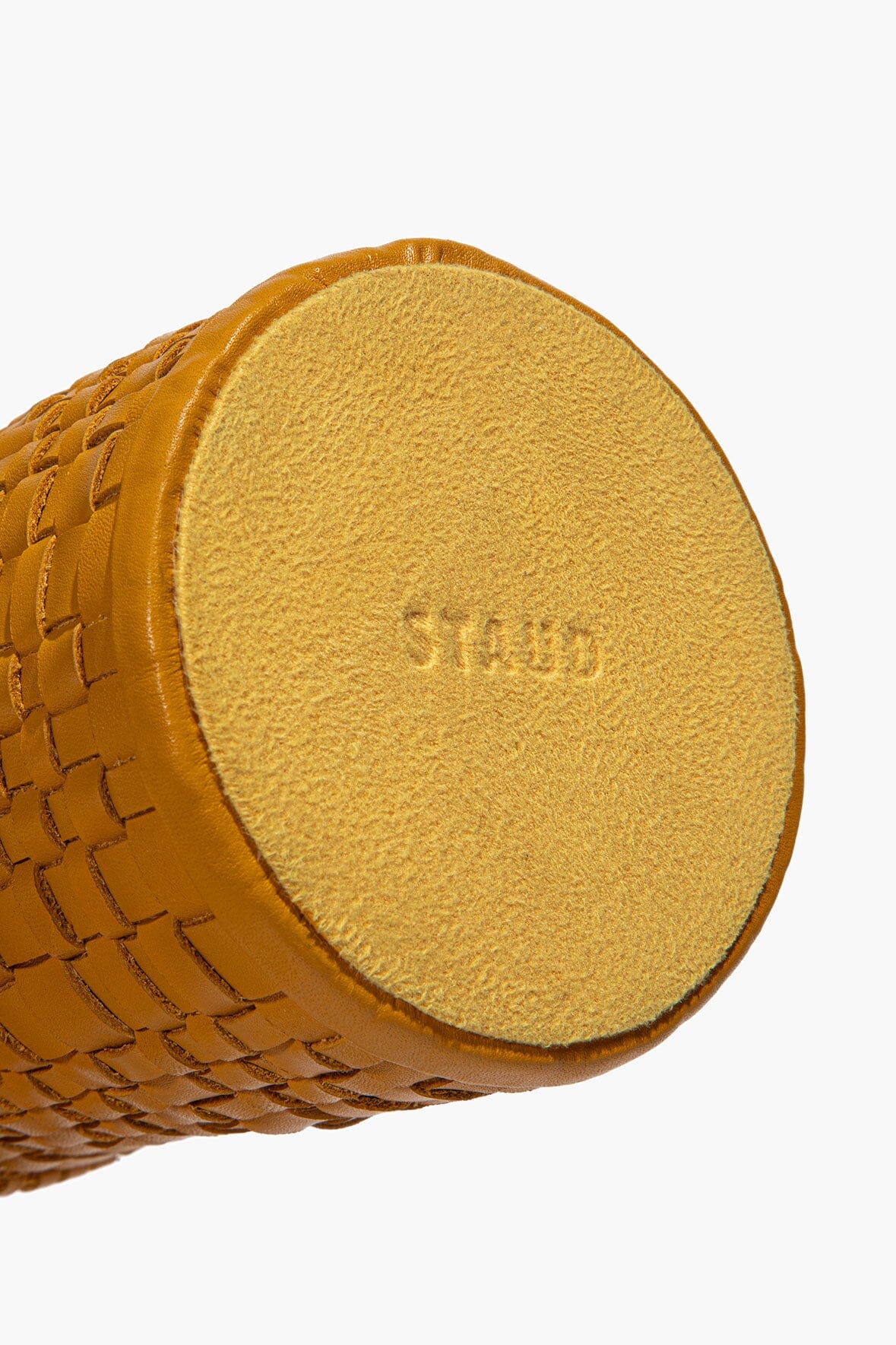 STAUD Home Rowe Woven Leather Candle Holder Goldenrod