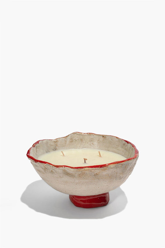 STAUD Home Ceramic Mushroom Candle Natural Red