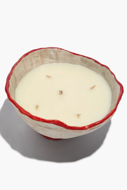 STAUD Home Ceramic Mushroom Candle Natural Red