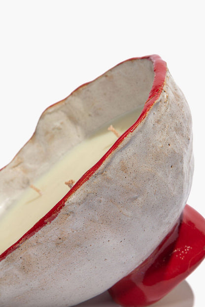 STAUD Home Ceramic Mushroom Candle Natural Red