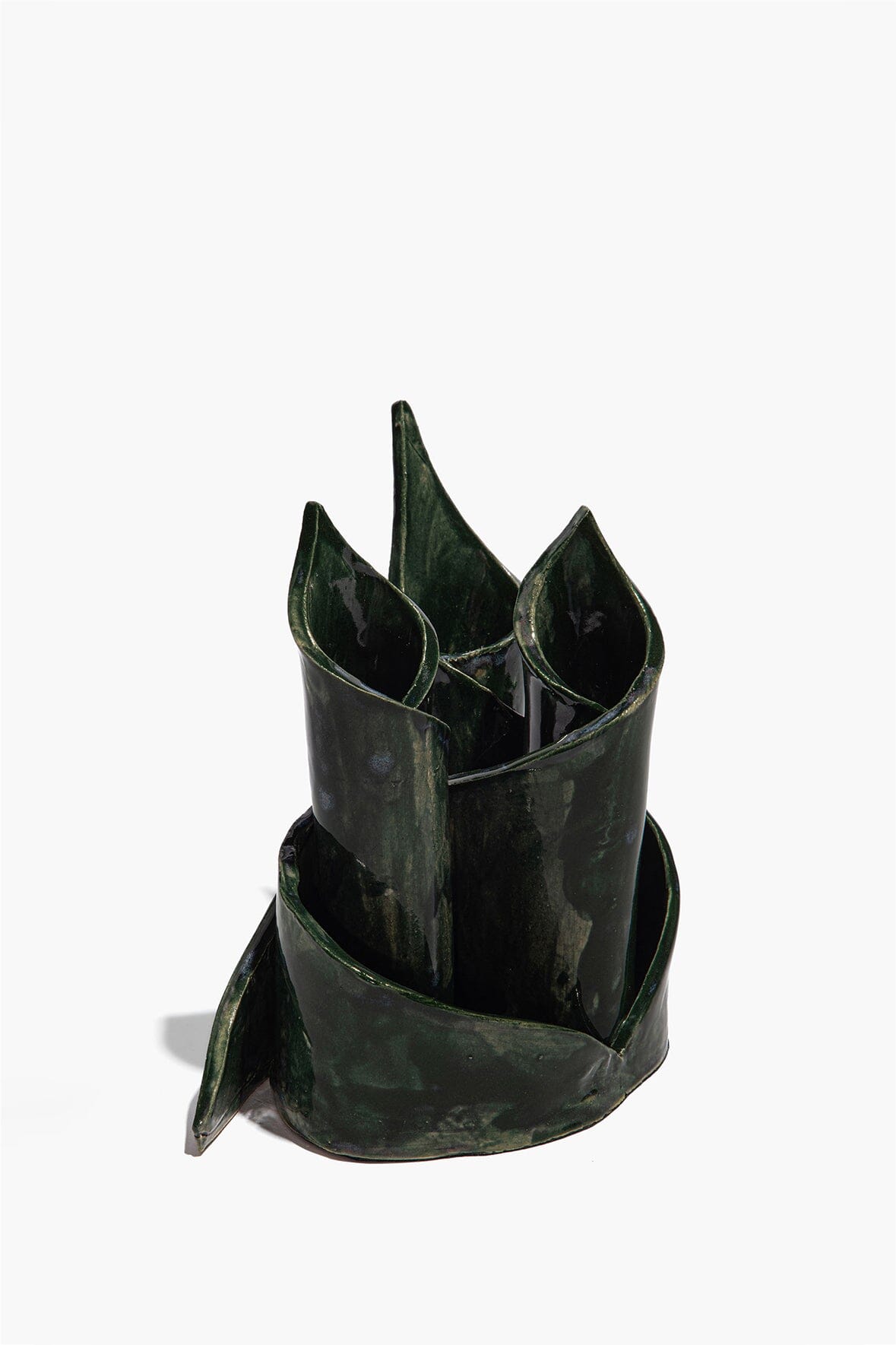 STAUD Home Ceramic Triple Candlestick Holder Forest Glaze