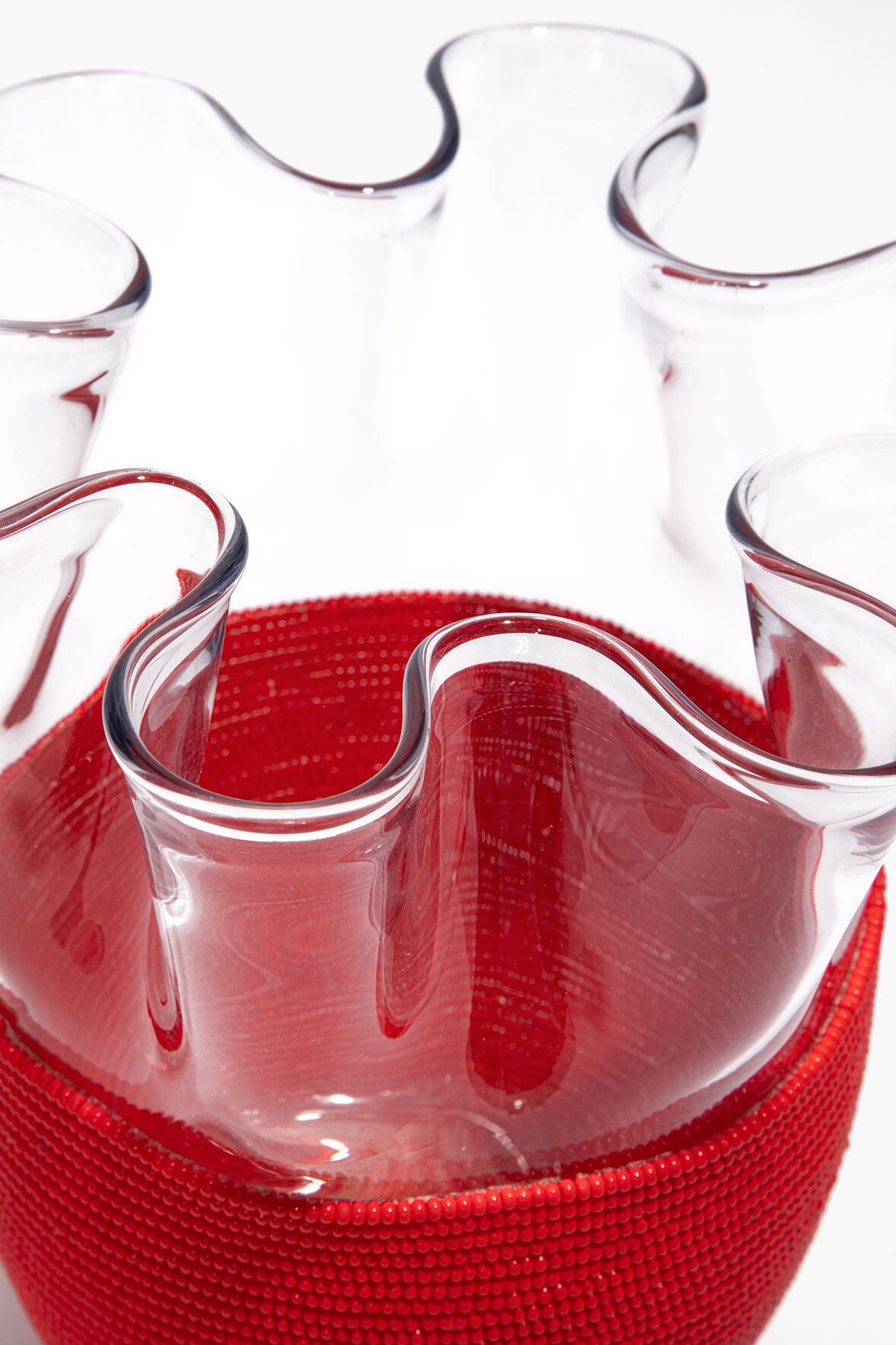 STAUD Home Wavy Beaded Vase Red