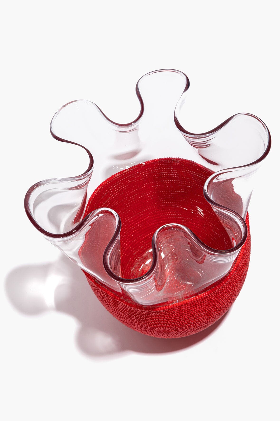 STAUD Home Wavy Beaded Vase Red