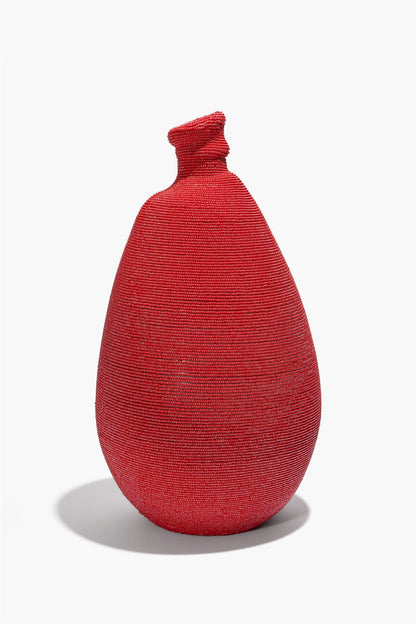 STAUD Home Tall Beaded Vase Red