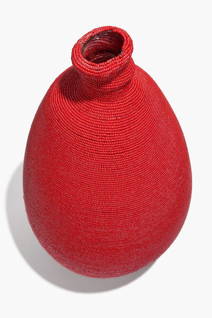 STAUD Home Tall Beaded Vase Red