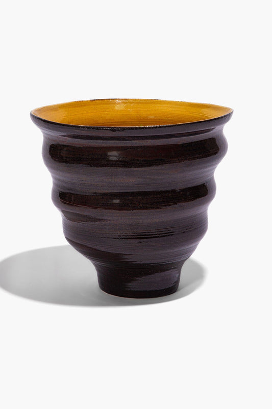 STAUD Home Stacked Cone Vase Burgundy Mustard Glaze
