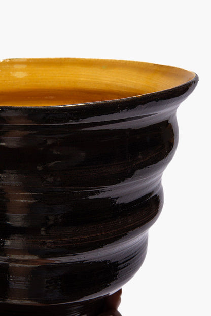 STAUD Home Stacked Cone Vase Burgundy Mustard Glaze
