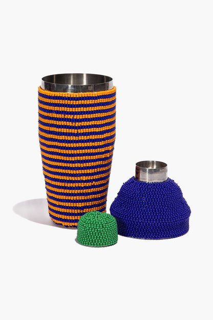 STAUD Home Beaded Barware Blue Stripe