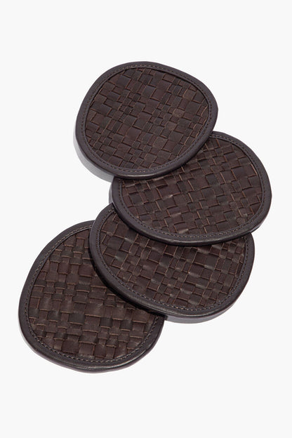 STAUD Home Grove Woven Leather Coasters Espresso