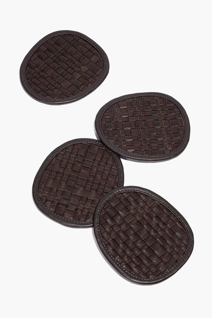 STAUD Home Grove Woven Leather Coasters Espresso
