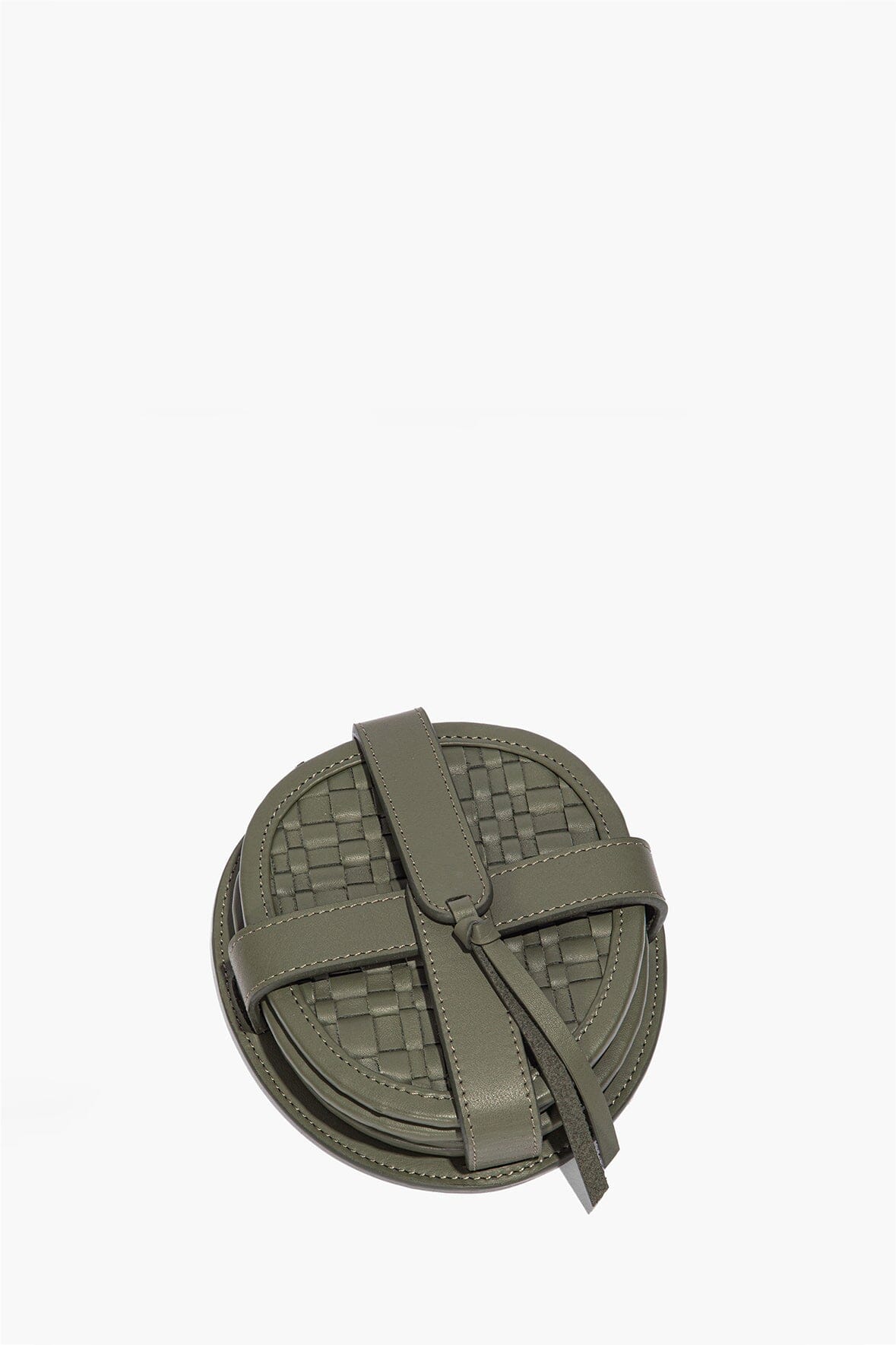 STAUD Home Grove Woven Leather Coasters Set Of 4 Moss
