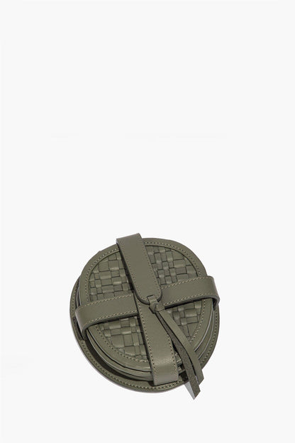 STAUD Home Grove Woven Leather Coasters Set Of 4 Moss