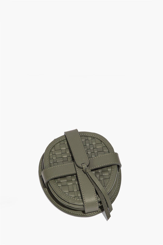 STAUD Home Grove Woven Leather Coasters Set Of 4 Moss