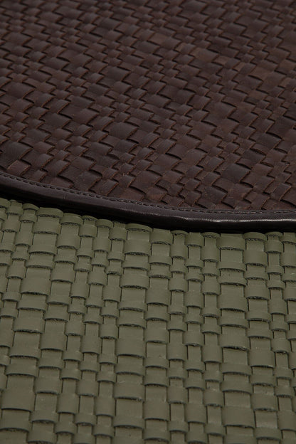 STAUD Home Gentry Leather Placemat Moss