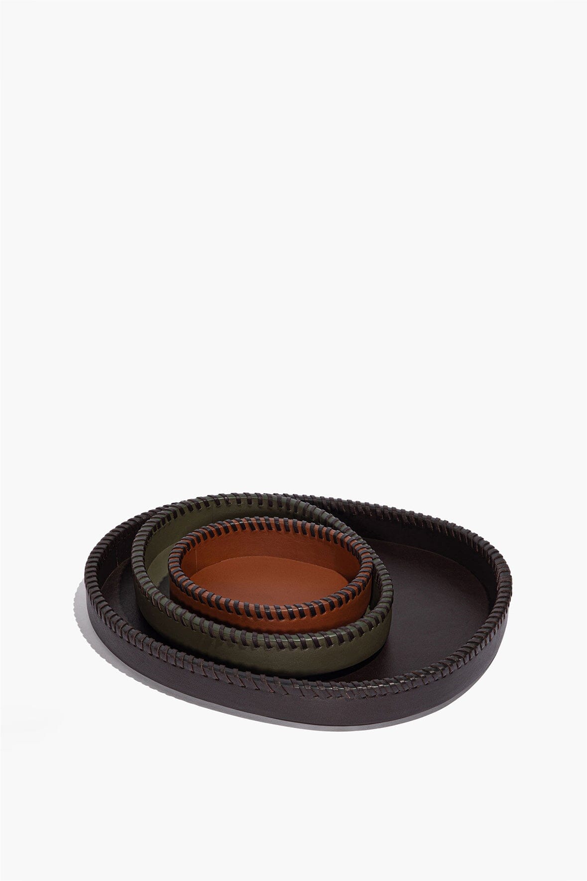 STAUD Home Foundry Leather Trays Espresso Moss Tan