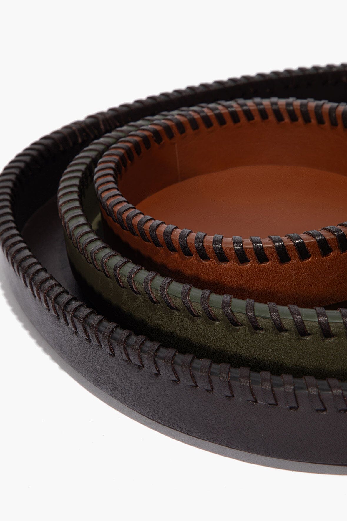STAUD Home Foundry Leather Trays Espresso Moss Tan