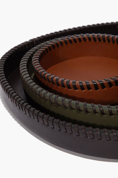 STAUD Home Foundry Leather Trays Espresso Moss Tan