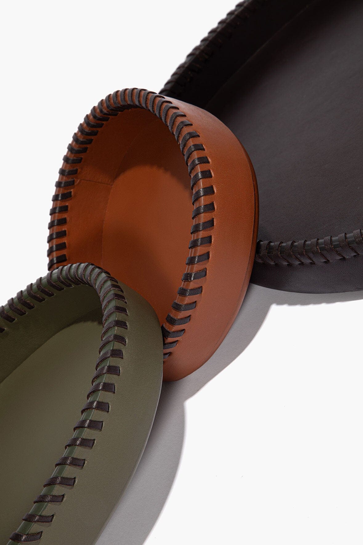 STAUD Home Foundry Leather Trays Espresso Moss Tan