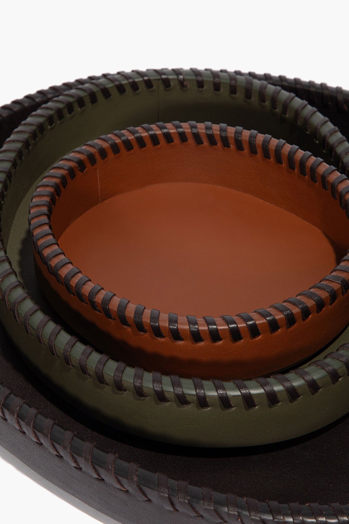 STAUD Home Foundry Leather Trays Espresso Moss Tan