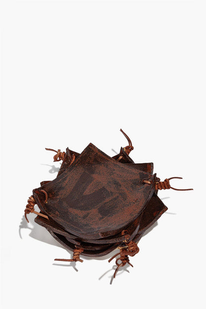 STAUD Home Ceramic Square Coasters Burnt Sienna Glaze