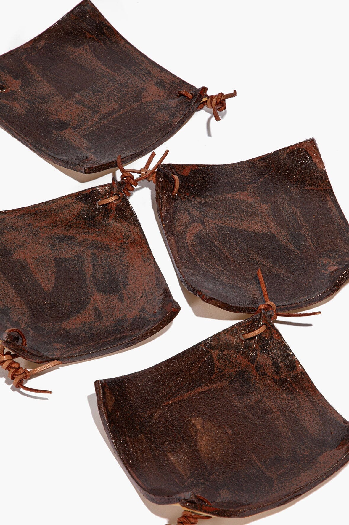 STAUD Home Ceramic Square Coasters Burnt Sienna Glaze