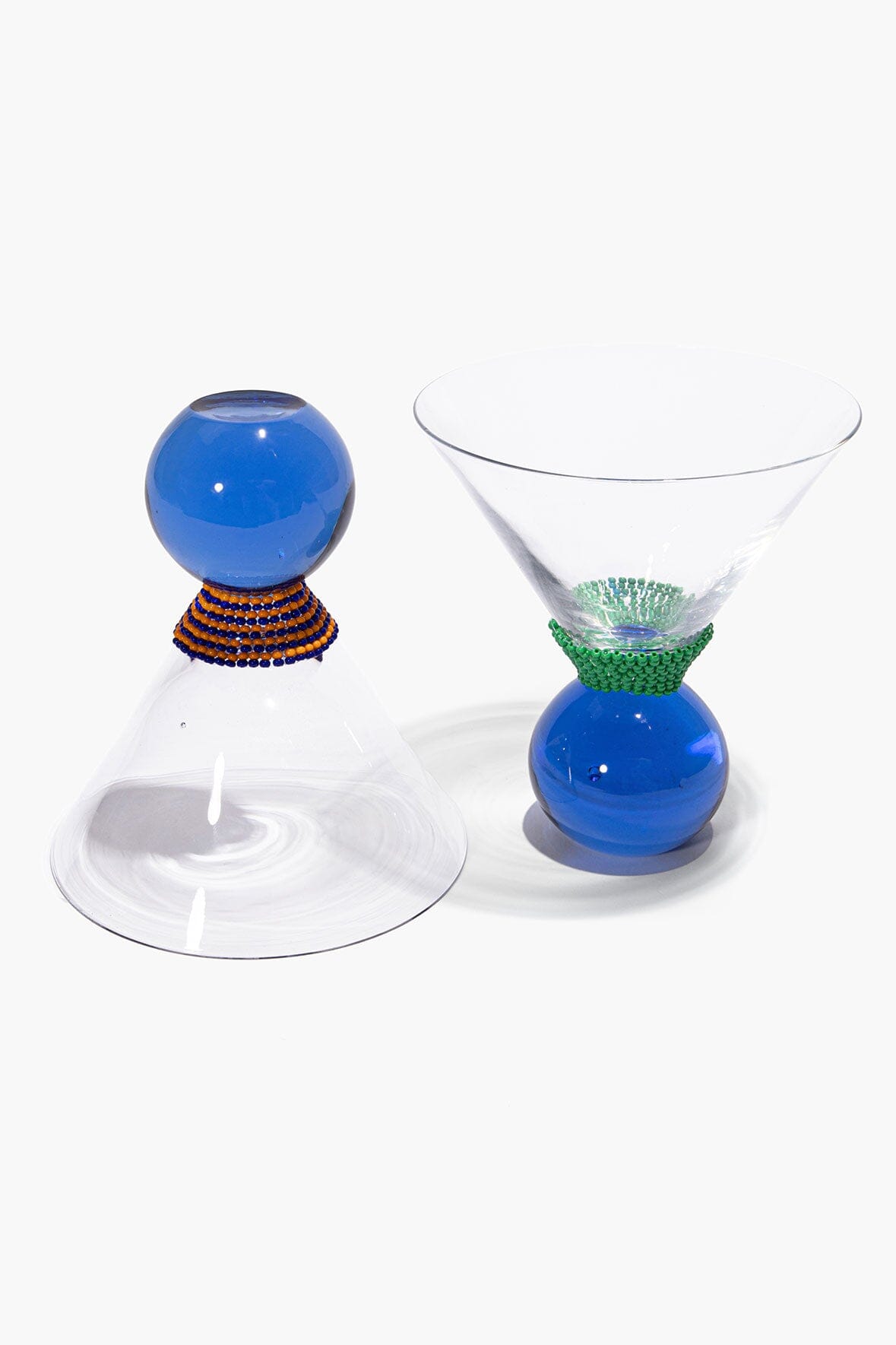 STAUD Home Beaded Barware Blue Stripe