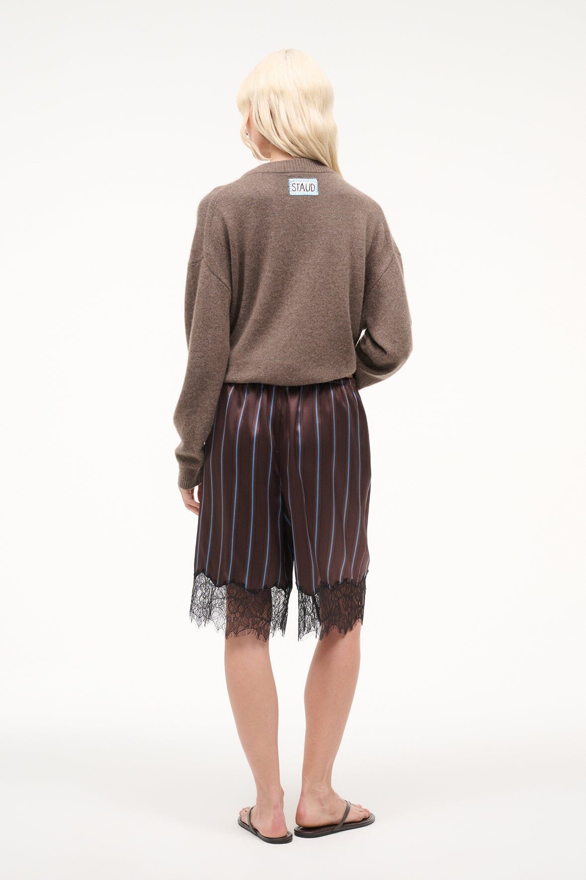 STAUD Sale Verano Silk Short Redondo Stripe