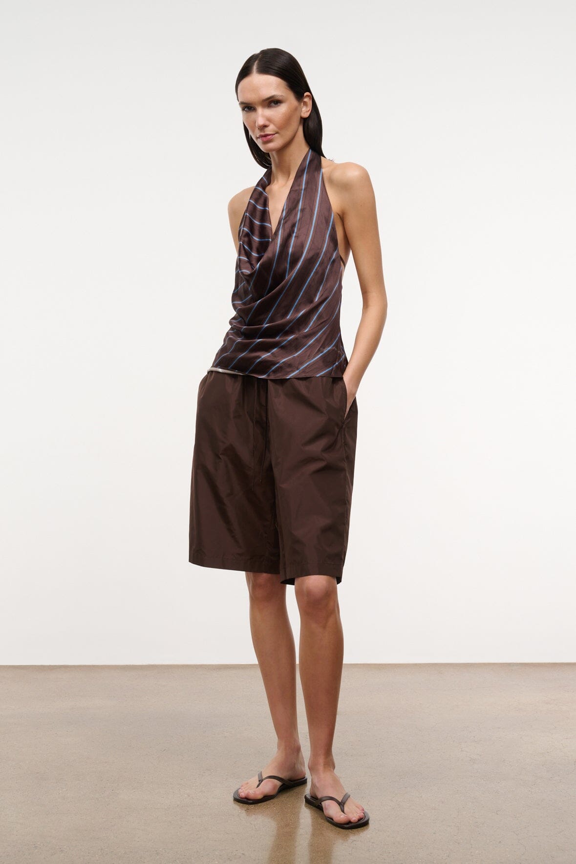 STAUD Sale Liora Silk Top Redondo Stripe