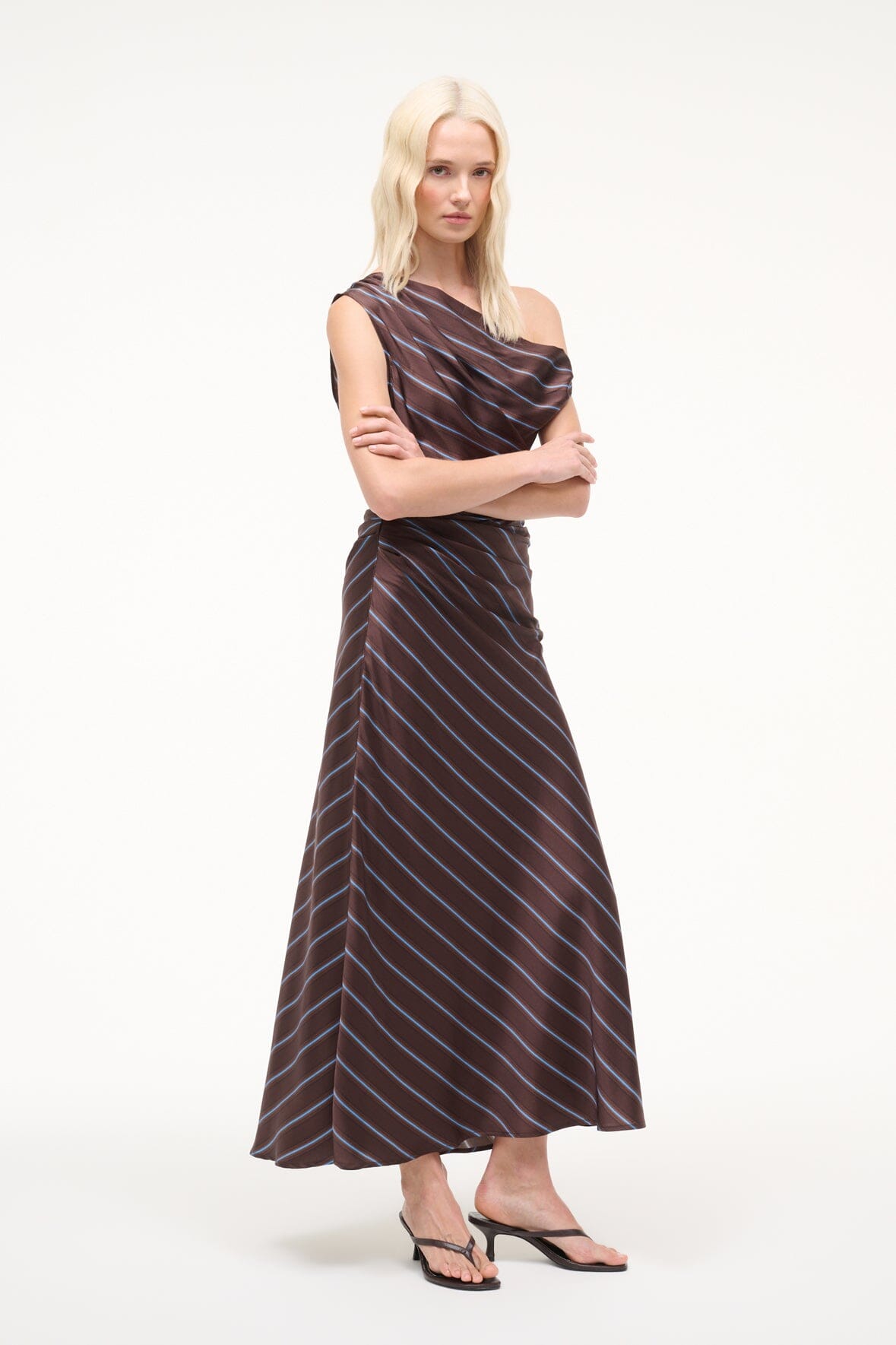 STAUD Sale Phare Silk Dress Redondo Stripe