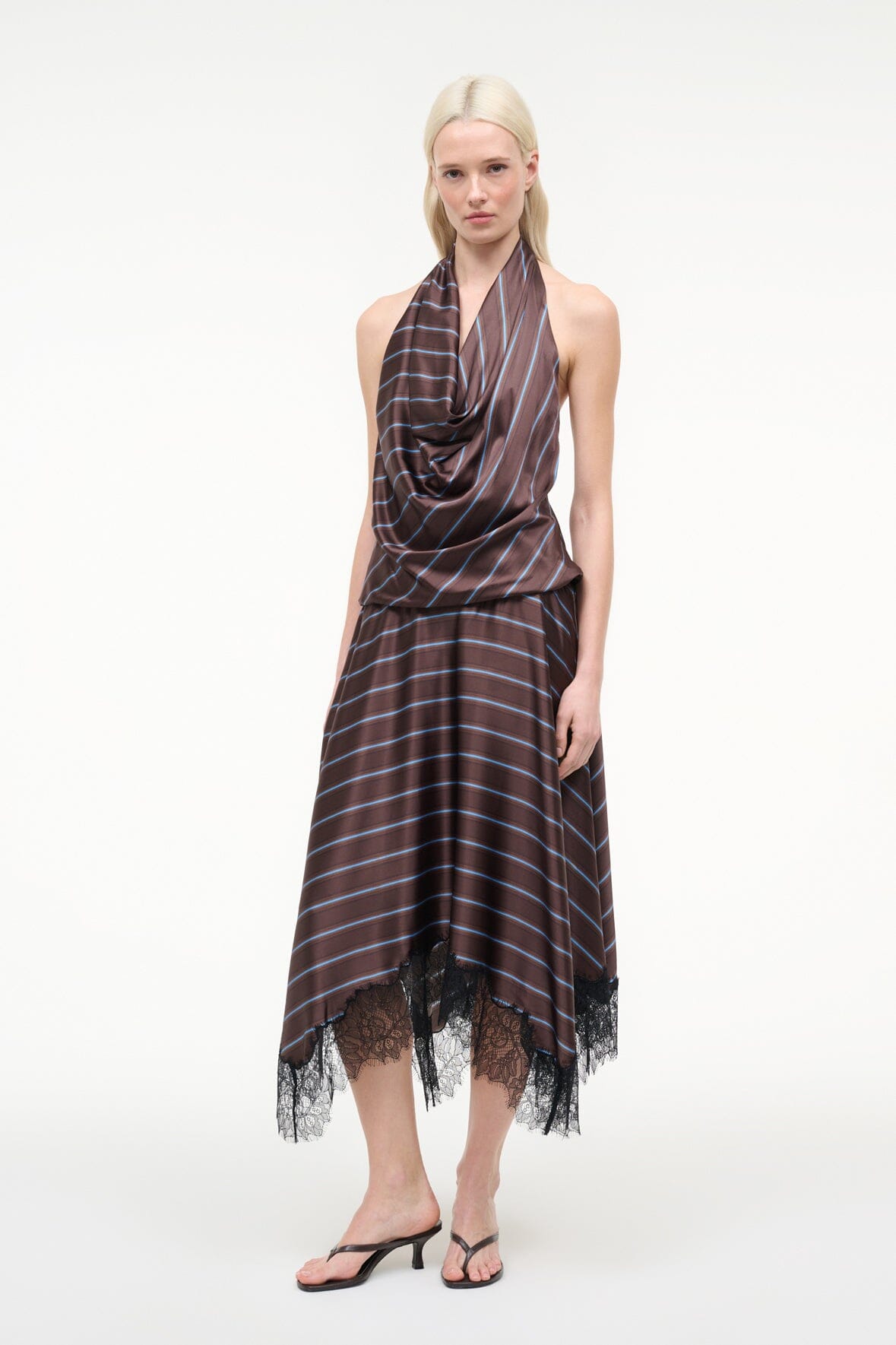 STAUD Sale Elira Silk Dress Redondo Stripe