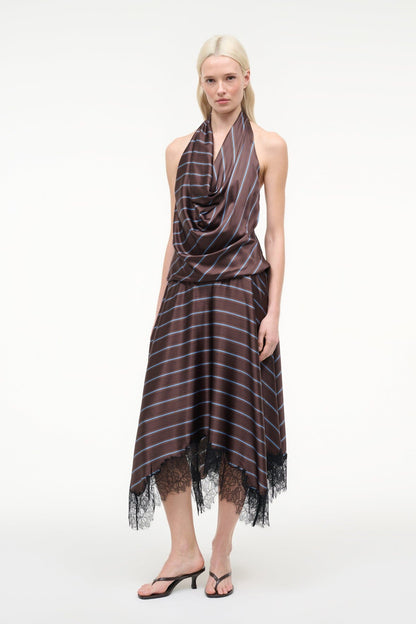 STAUD Sale Elira Silk Dress Redondo Stripe