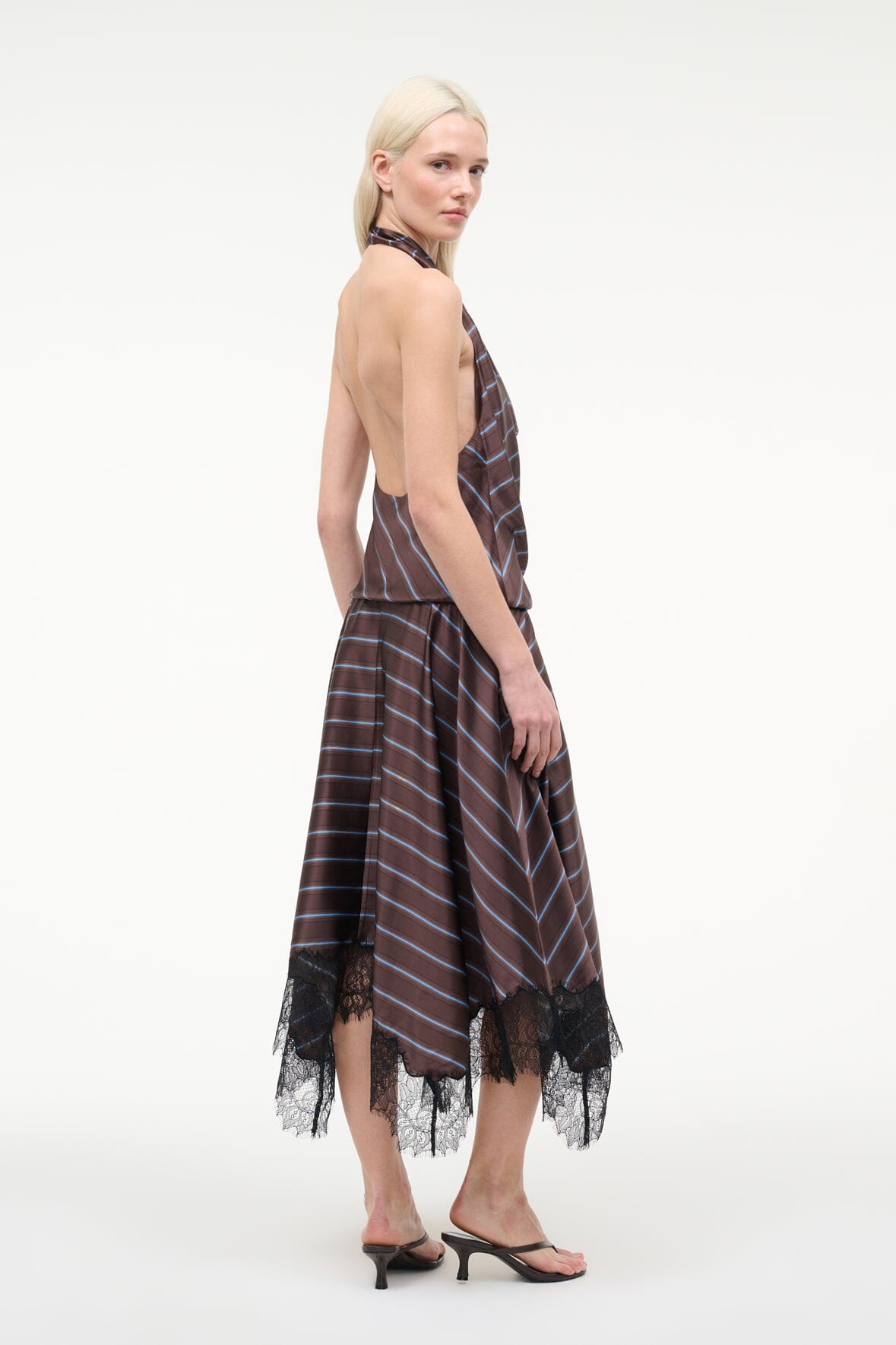 STAUD Sale Elira Silk Dress Redondo Stripe