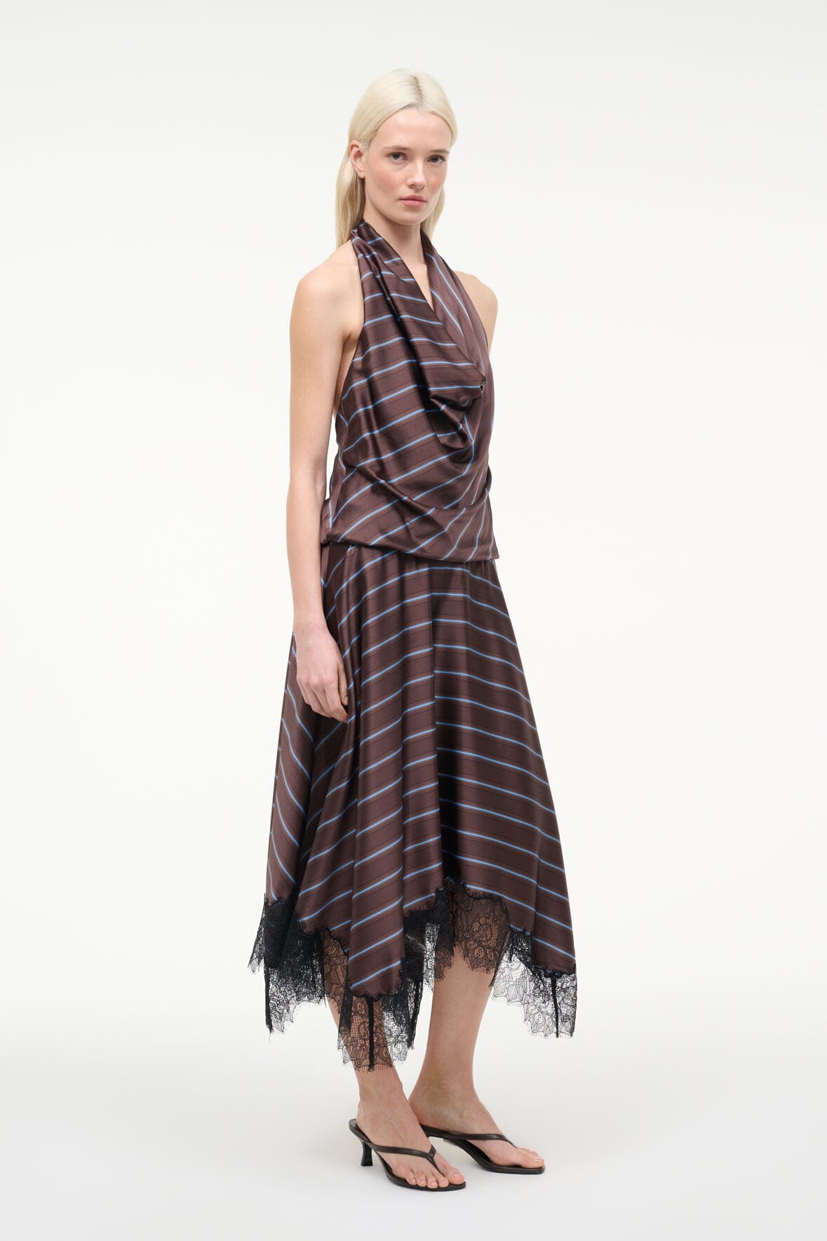 STAUD Sale Elira Silk Dress Redondo Stripe