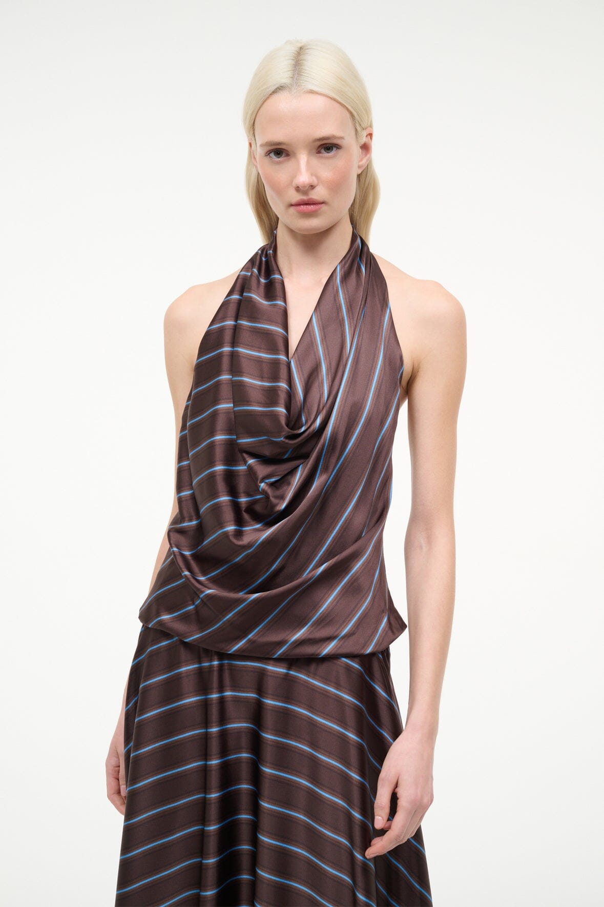 STAUD Sale Elira Silk Dress Redondo Stripe
