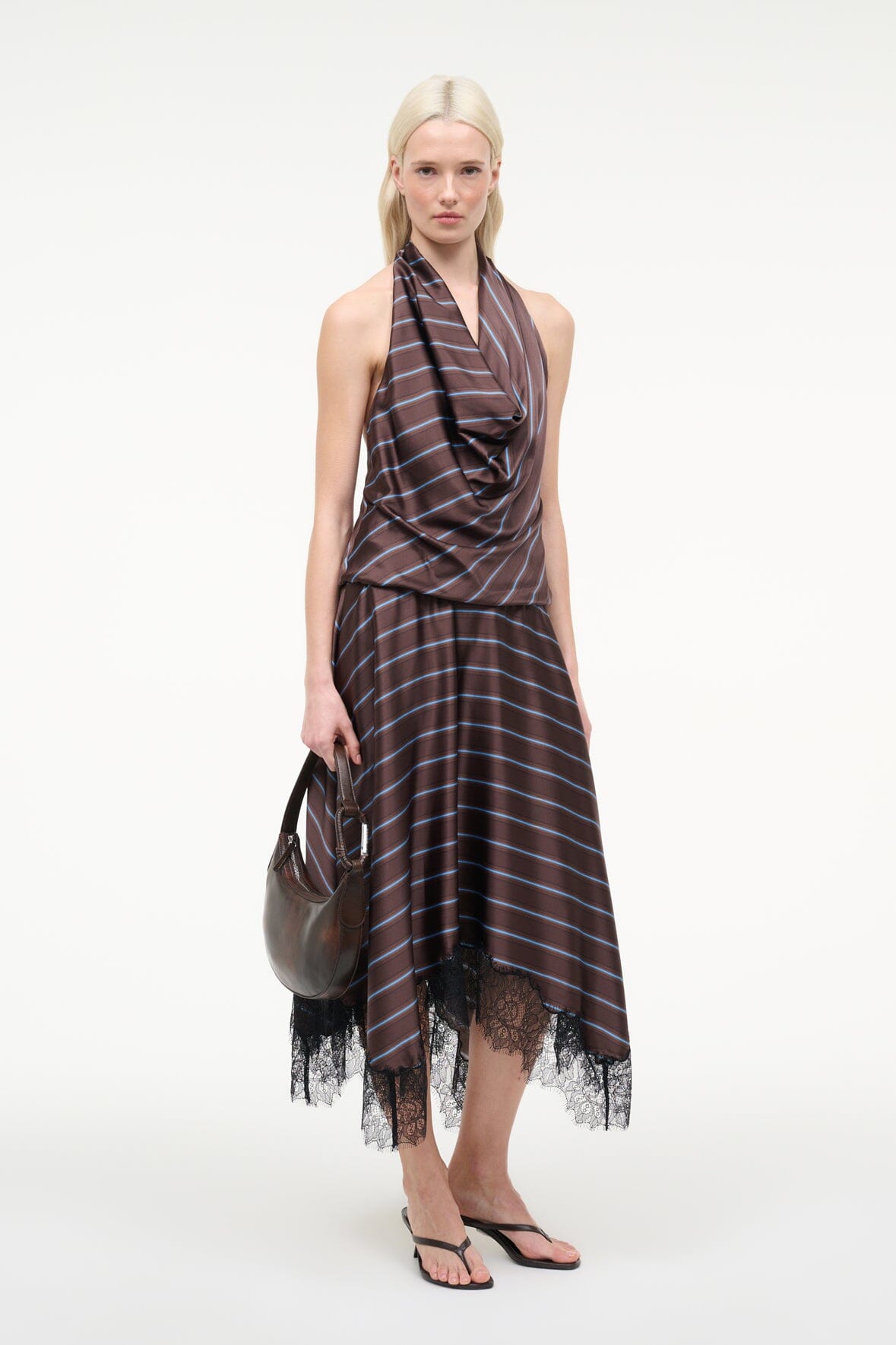 STAUD Sale Elira Silk Dress Redondo Stripe