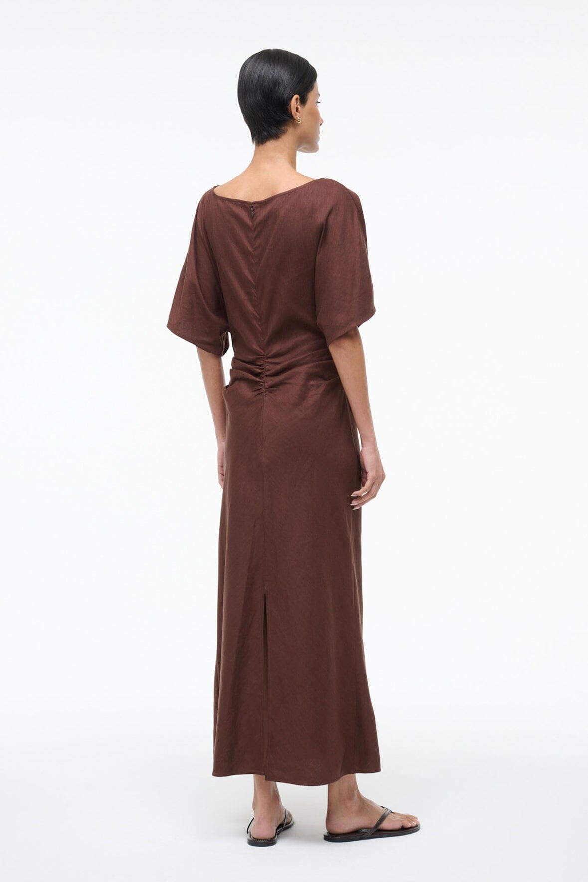 STAUD Sale|Dresses Amelie Linen Dress Dark Oak