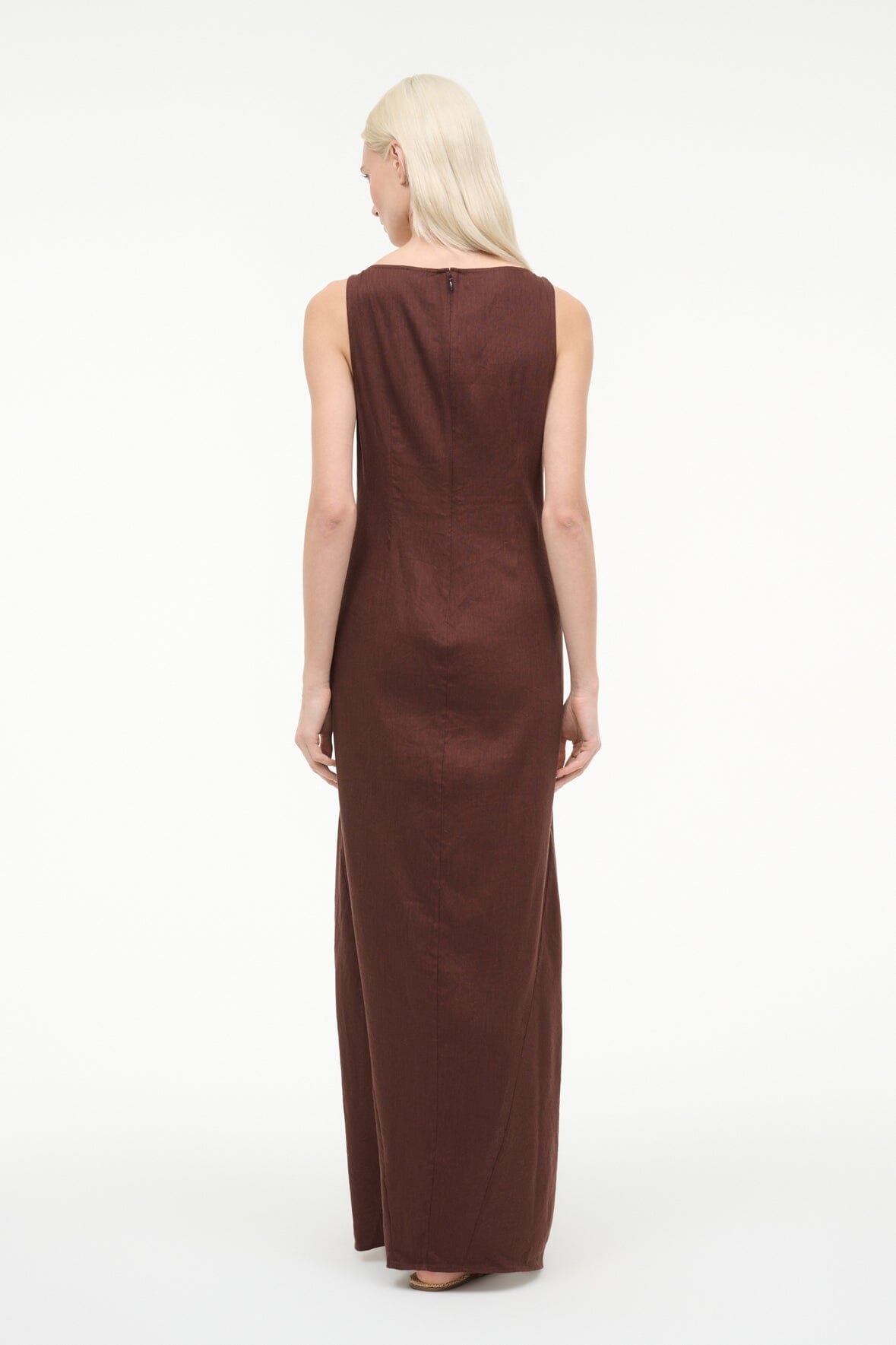 STAUD Sale|Dresses Costa Linen Dress Dark Oak
