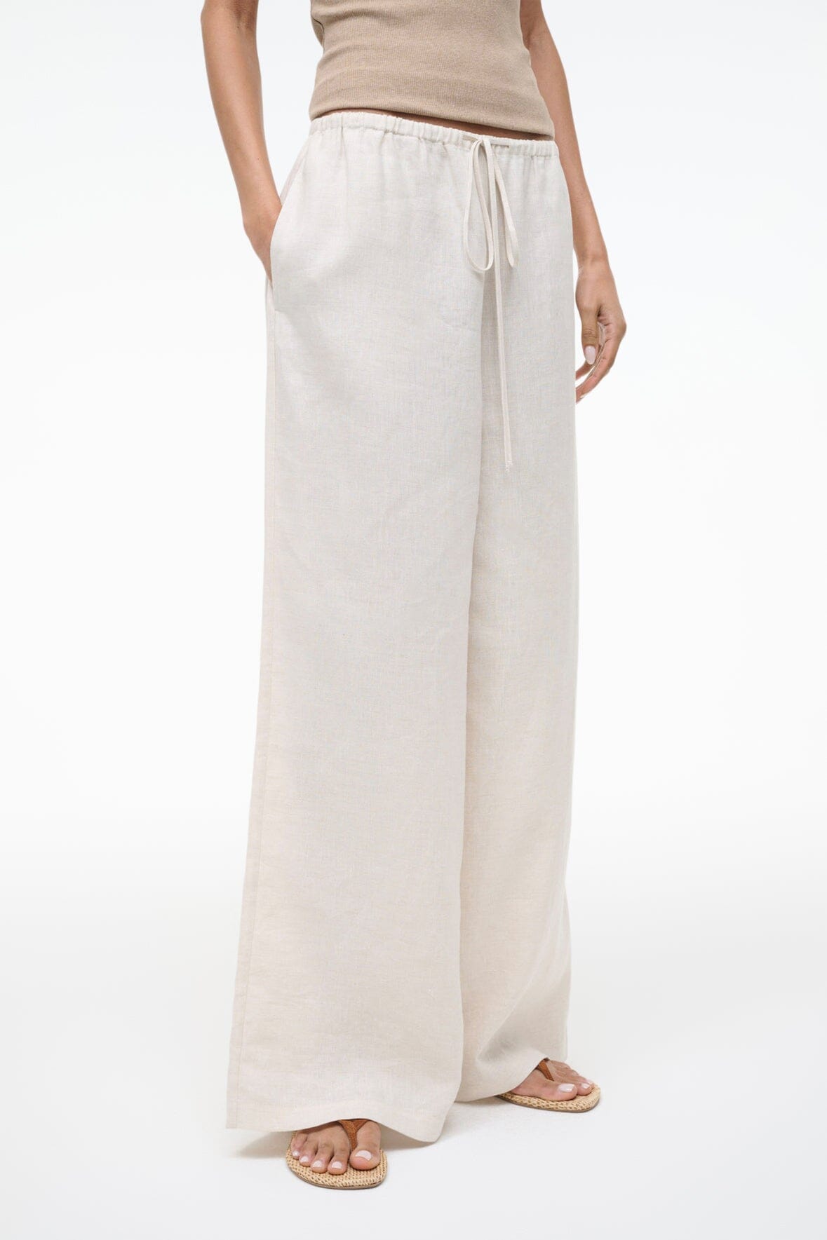 STAUD Sale Mateo Linen Pant Natural
