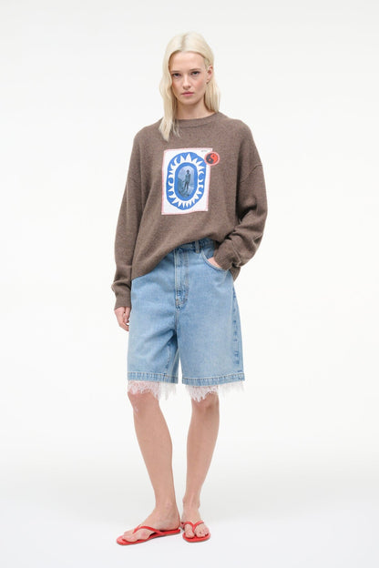 STAUD Sale Serrano Cashmere Relaxed Crew Truffle Patchwork