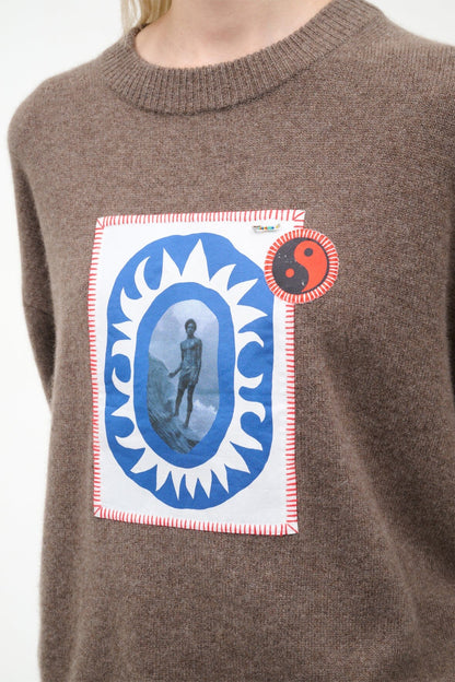 STAUD Sale Serrano Cashmere Relaxed Crew Truffle Patchwork