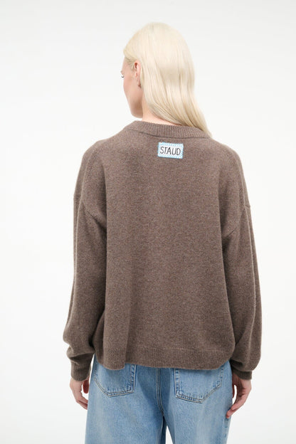 STAUD Sale Serrano Cashmere Relaxed Crew Truffle Patchwork